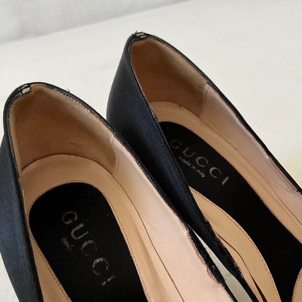GUCCI Satin Pumps Heels Black Size 9.5 - Picture 10 of 16